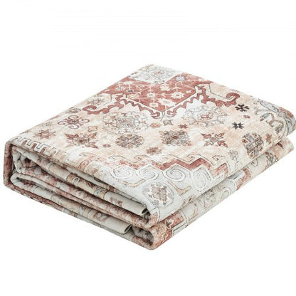 Stor yta 2,4 x 3,6 m Halkfri inomhusmatta Vintage Brun Röd