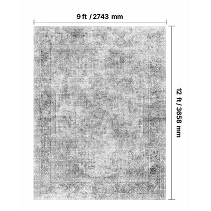 Stor Matta 2,4 x 3,6 m Halkfri Matta Bohemisk Grå