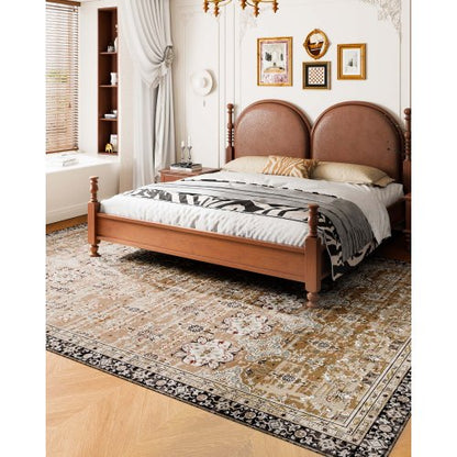 Stor yta 2,4 x 3,6 m halkfri inomhusmatta Vintage brun grön