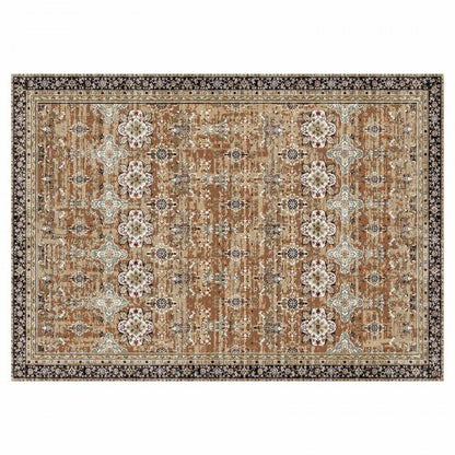 Stor yta 2,4 x 3,6 m halkfri inomhusmatta Vintage brun grön