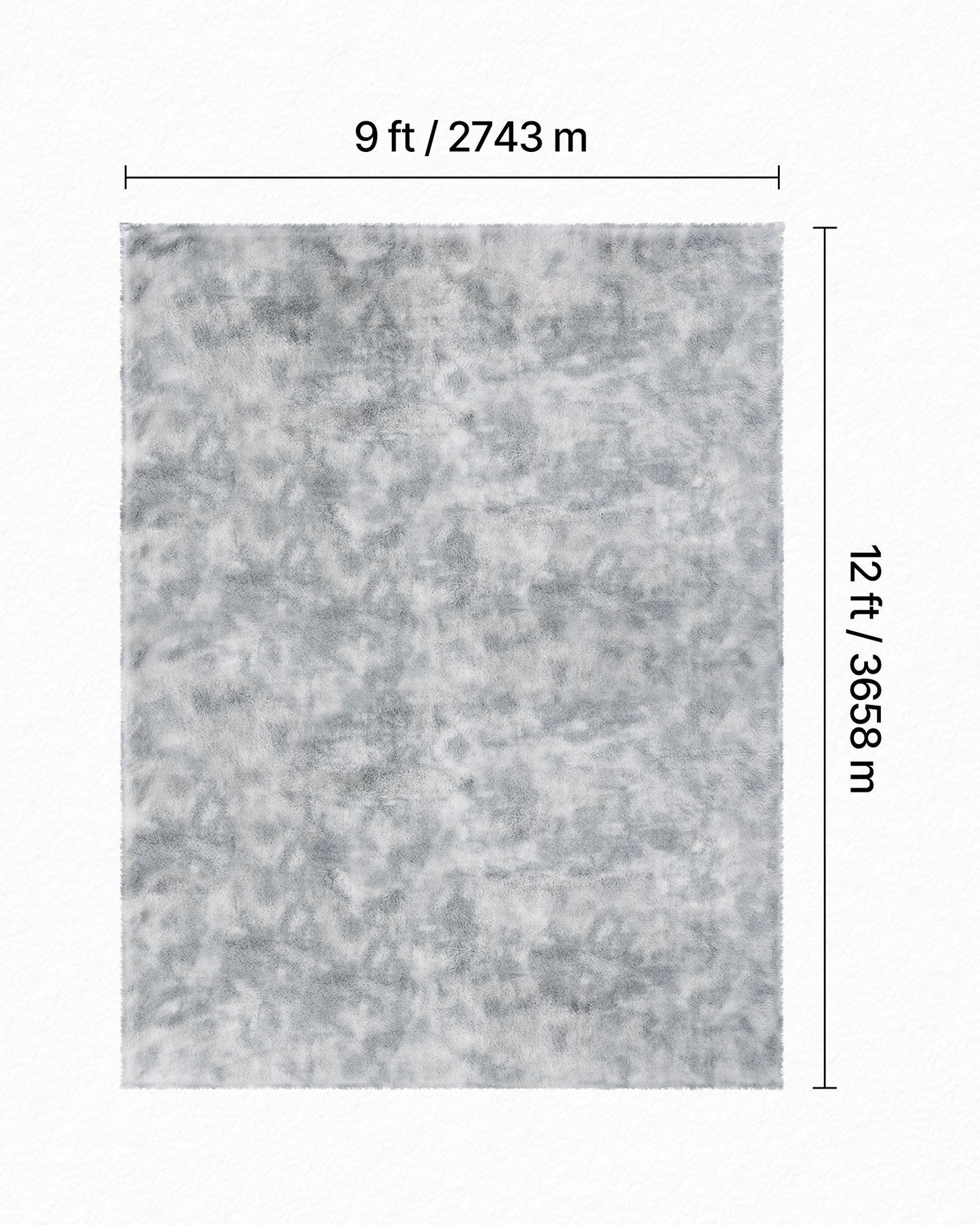 Indoor Plush Area Rugs, 9 x 12 ft Soft Plush Carpet, Furry Shag Area Rugs for Living Room, Bedroom, Modern Home Decor Aesthetic Long-Pile Rug, Non-Shedding, Slip-Resistant, Tie-Dye Light Gray