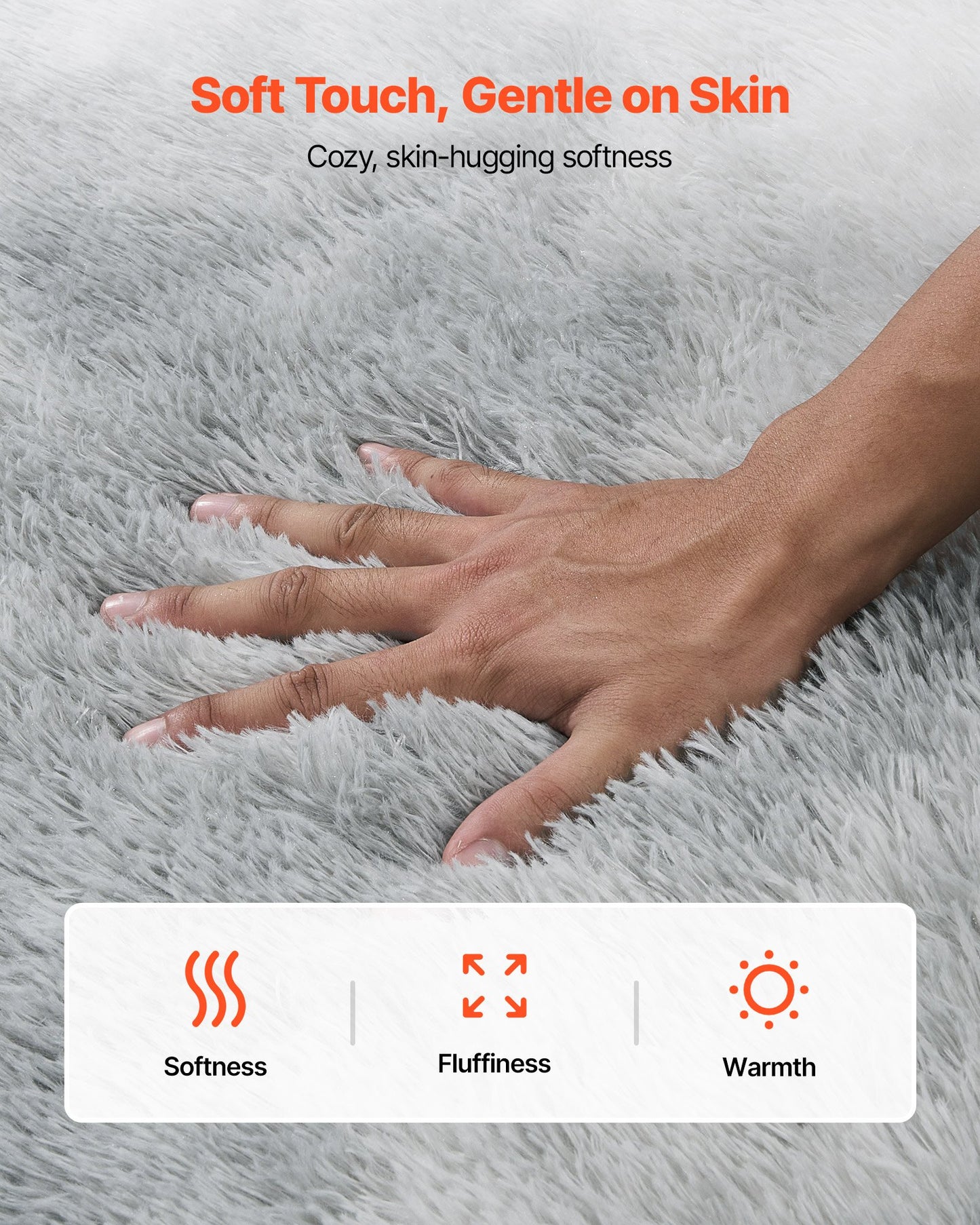 Indoor Plush Area Rugs, 9 x 12 ft Soft Plush Carpet, Furry Shag Area Rugs for Living Room, Bedroom, Modern Home Decor Aesthetic Long-Pile Rug, Non-Shedding, Slip-Resistant, Tie-Dye Light Gray