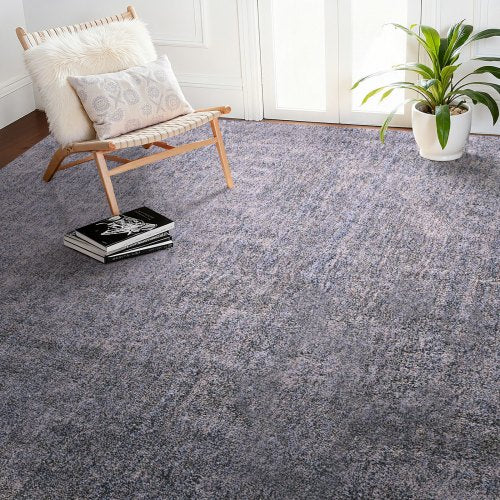 Indoor Plush Area Rugs, 9 x 12 ft Plush Carpet, Area Rugs Furry with Long Plushs Pile, Thick & Durable High-Pile Rug for High-Traffic Areas, Non-Shedding & Non-Slip Backing, Blue-Gray
