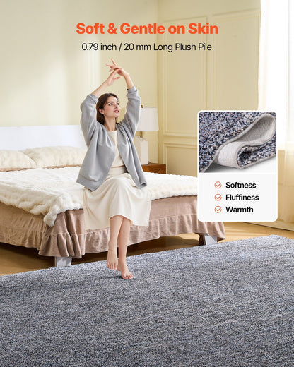 Indoor Plush Area Rugs, 9 x 12 ft Plush Carpet, Area Rugs Furry with Long Plushs Pile, Thick & Durable High-Pile Rug for High-Traffic Areas, Non-Shedding & Non-Slip Backing, Blue-Gray
