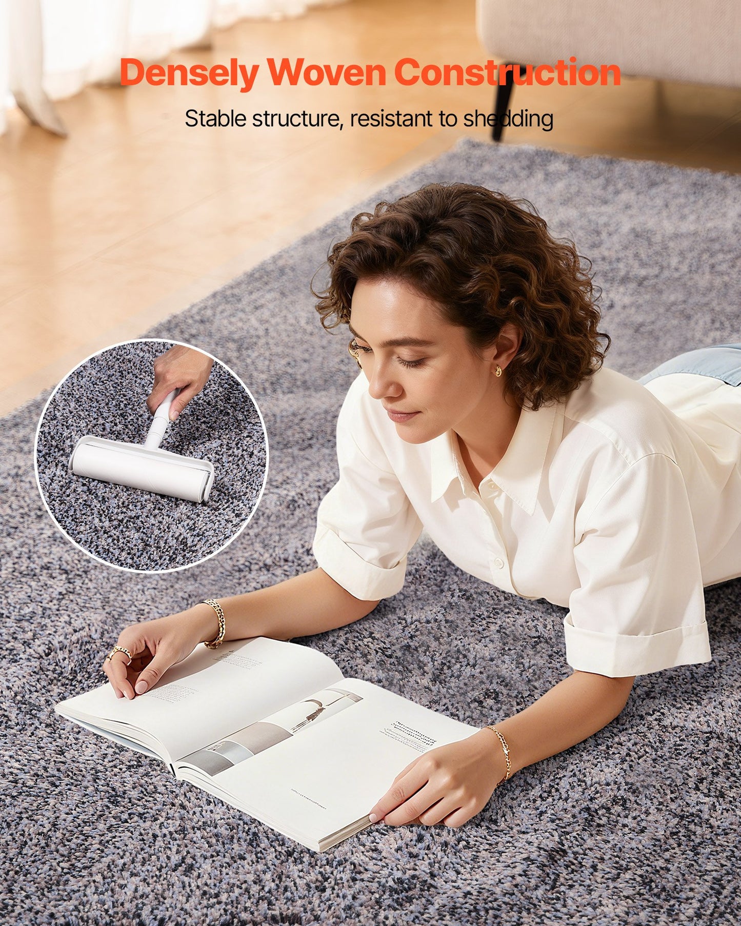 Indoor Plush Area Rugs, 9 x 12 ft Plush Carpet, Area Rugs Furry with Long Plushs Pile, Thick & Durable High-Pile Rug for High-Traffic Areas, Non-Shedding & Non-Slip Backing, Blue-Gray