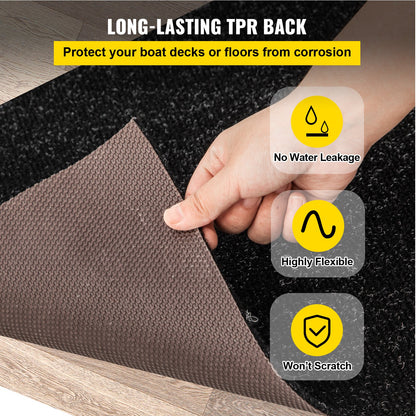 Boat Carpet, 6 ft x 18 ft Marine Carpet for Boats, Waterproof Black Indoor Outdoor Carpet with Marine Backing Anti-Slide Marine Grade Boat Carpet Cuttable Easy to Clean Patio Rugs Deck Rug