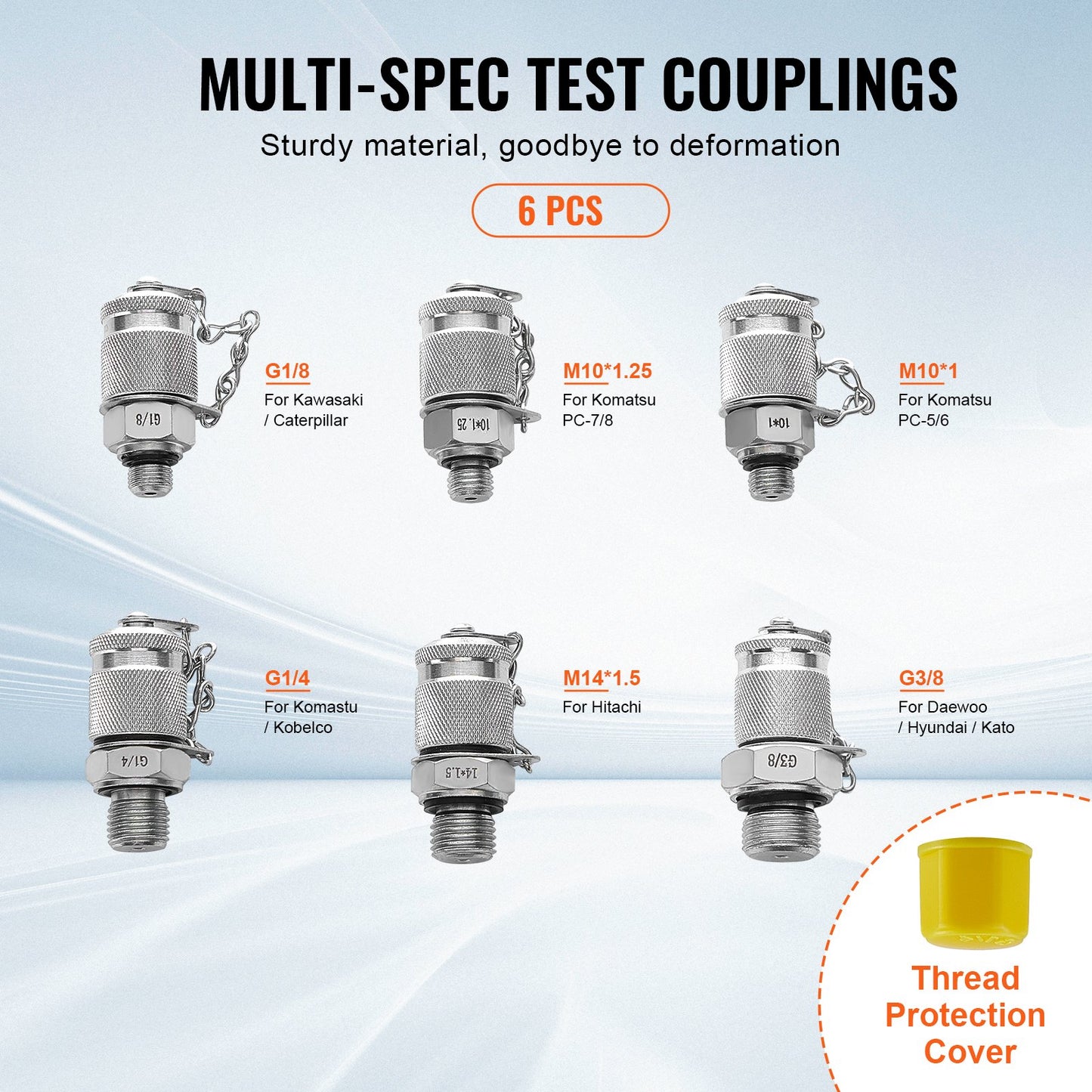 Hydraulikdruck-Prüfkoffer, 250/400/600bar, 3 Manometer, 6 Prüfkupplungen, 3 Prüfschläuche, Bagger Hydraulik-Prüfmesskoffer mit tragbarem Tragekoffer für Bagger, Traktoren, Baumaschinen