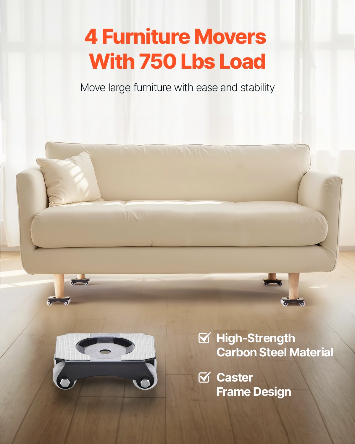 Furniture Dolly Heavy Duty Möbelflyttare med hjul 750 lbs Kapacitet