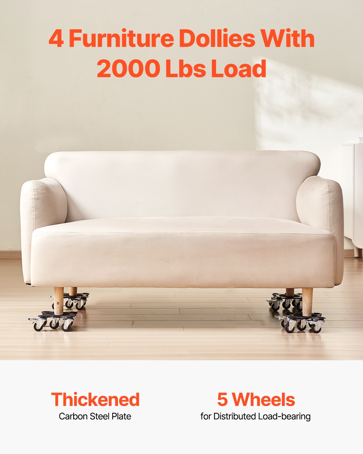 Furniture Dolly Heavy Duty Möbelflyttare med 5 hjul 1200 lbs Kapacitet