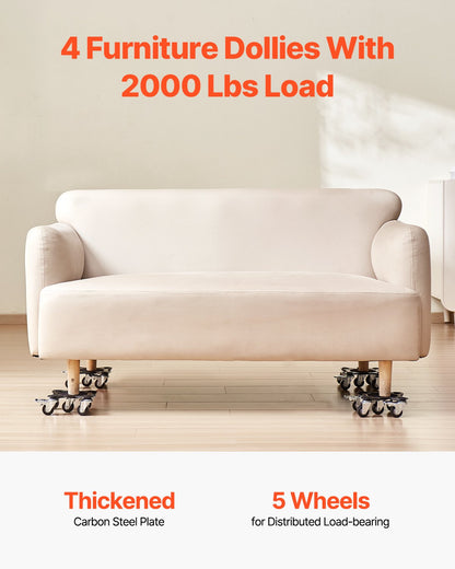 Furniture Dolly Heavy Duty Möbelflyttare med 5 hjul 1200 lbs Kapacitet
