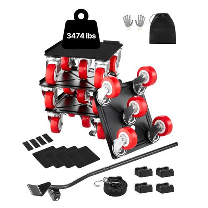 Furniture Dolly, Maximum Load 3474 lbs, Heavy Duty Furniture Movers with 5 360° Rotation Wheels, Carbon Steel Panel, Furniture Lift Slider Tool Set for Appliances, Sofa, Fridge, Washing Machine