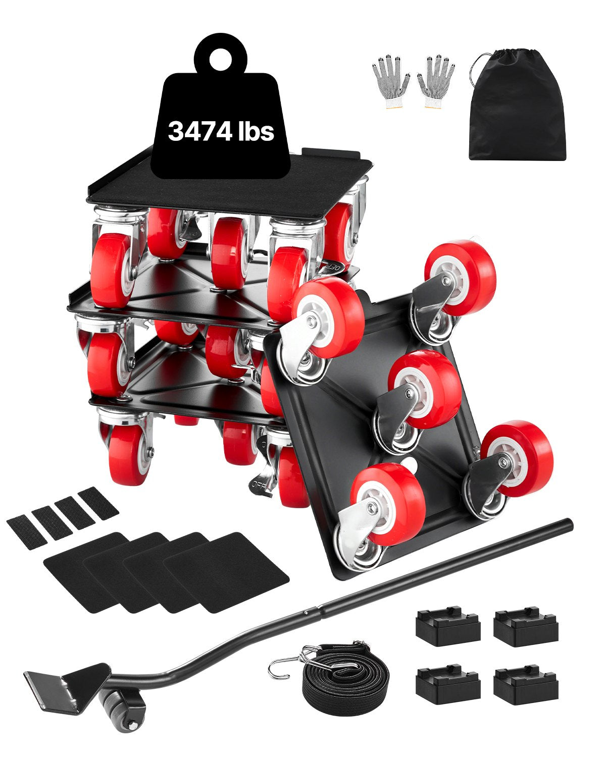 Furniture Dolly Heavy Duty Möbelflyttare med 5 hjul 3474 lbs Kapacitet