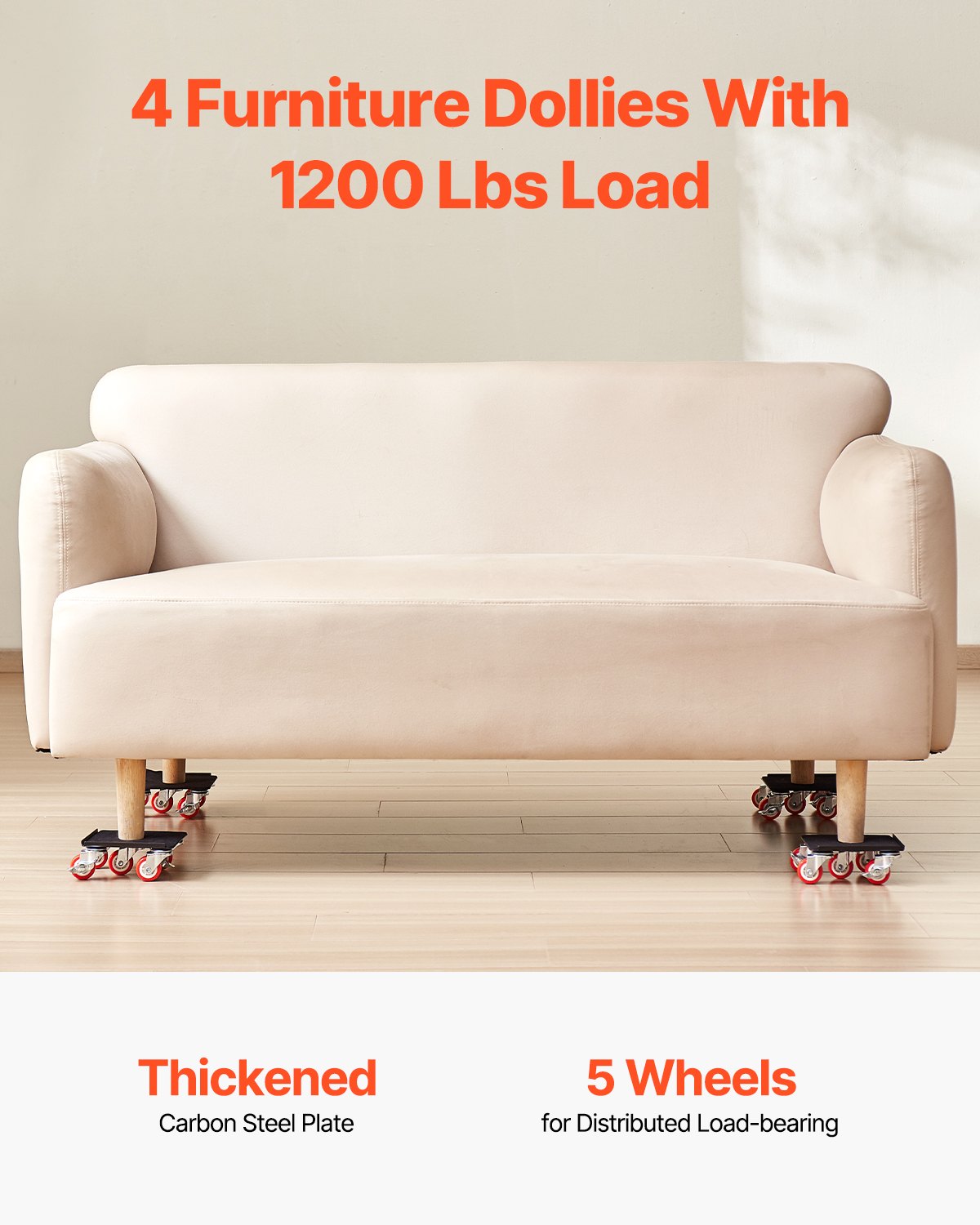 Furniture Dolly Heavy Duty Möbelflyttare med 5 hjul 1200 lbs Kapacitet