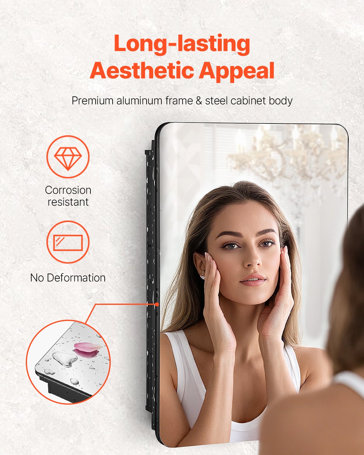 Medizinschrank, 40,6 x 61 cm, Spiegel, Medizinschrank, verstellbare Regale