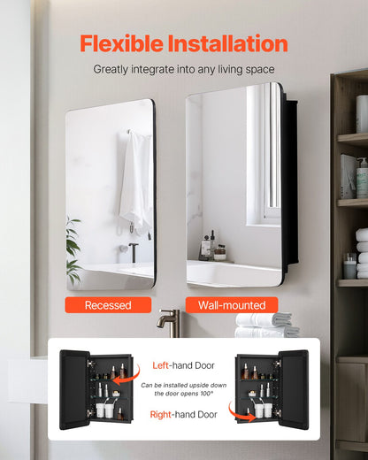 Medizinschrank, 40,6 x 61 cm, Spiegel, Medizinschrank, verstellbare Regale