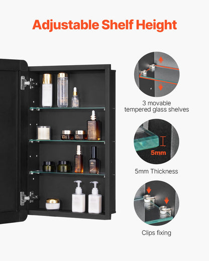 Medizinschrank, 41,9 x 69,1 cm, Spiegel, Medizinschrank, verstellbare Regale