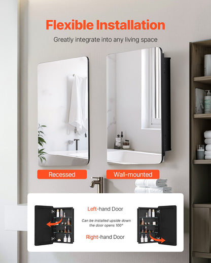 Medizinschrank, 41,9 x 69,1 cm, Spiegel, Medizinschrank, verstellbare Regale