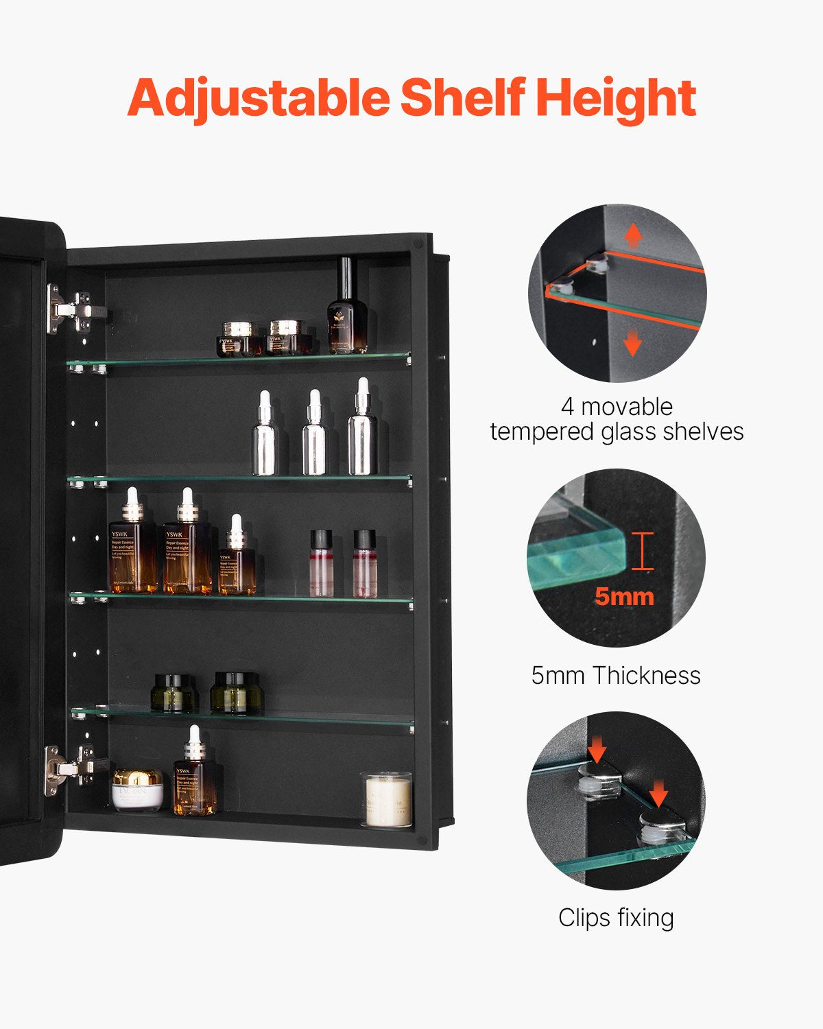 Medizinschrank, 50,8 x 76,2 cm, Spiegel, Medizinschrank, verstellbare Regale