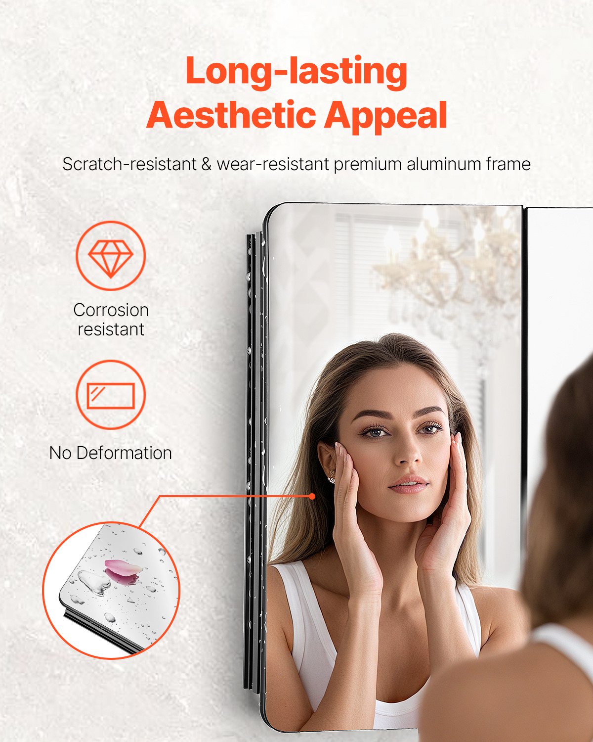 Medizinschrank, 64,5 x 101,6 cm, Spiegel, Medizinschrank, verstellbare Regale