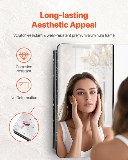 Medizinschrank, 64,5 x 101,6 cm, Spiegel, Medizinschrank, verstellbare Regale