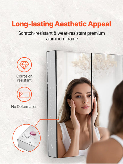 Medizinschrank, 66 x 76,2 cm, Spiegel, Medizinschrank, verstellbare Regale