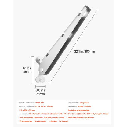 Barbed wire arms 10-pack 30 cm extension for fence posts, surface mounted | EU