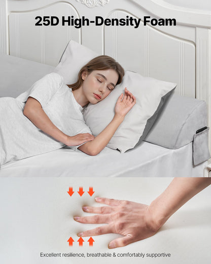 Bed Wedge Pillow for Headboard, King Size, 76"x10"x6" Bed Gap Filler, Fill 0-7" Gap Between Headboard and Mattress, Soft Plush Mattress Wedge Headboard Pillow with Side Pocket, for Backrest Gray