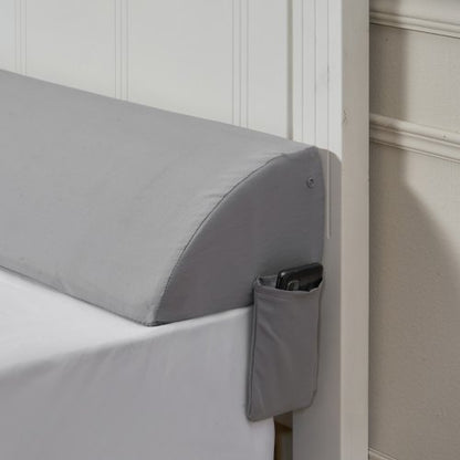 Bed Wedge Pillow for Headboard, King Size, 76"x8"x6" Bed Gap Filler, Fill 0-5" Gap Between Headboard and Mattress, 25D Foam Mattress Wedge Headboard Pillow with Side Pocket, for Backrest, Gray