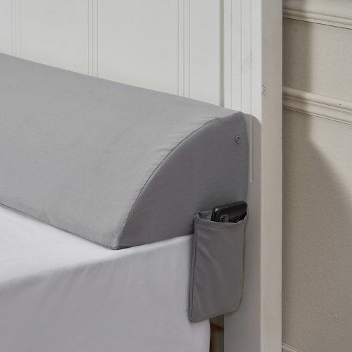 Bed Wedge Pillow for Headboard, King Size, 76"x8"x6" Bed Gap Filler, Fill 0-5" Gap Between Headboard and Mattress, 25D Foam Mattress Wedge Headboard Pillow with Side Pocket, for Backrest, Gray