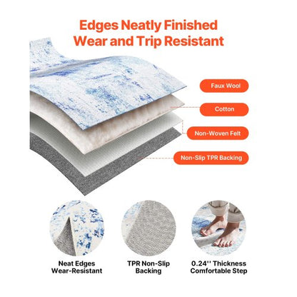 Stor Matta 1,5x2,1 m Halkfri och rivtålig Golvmatta Modern Blå