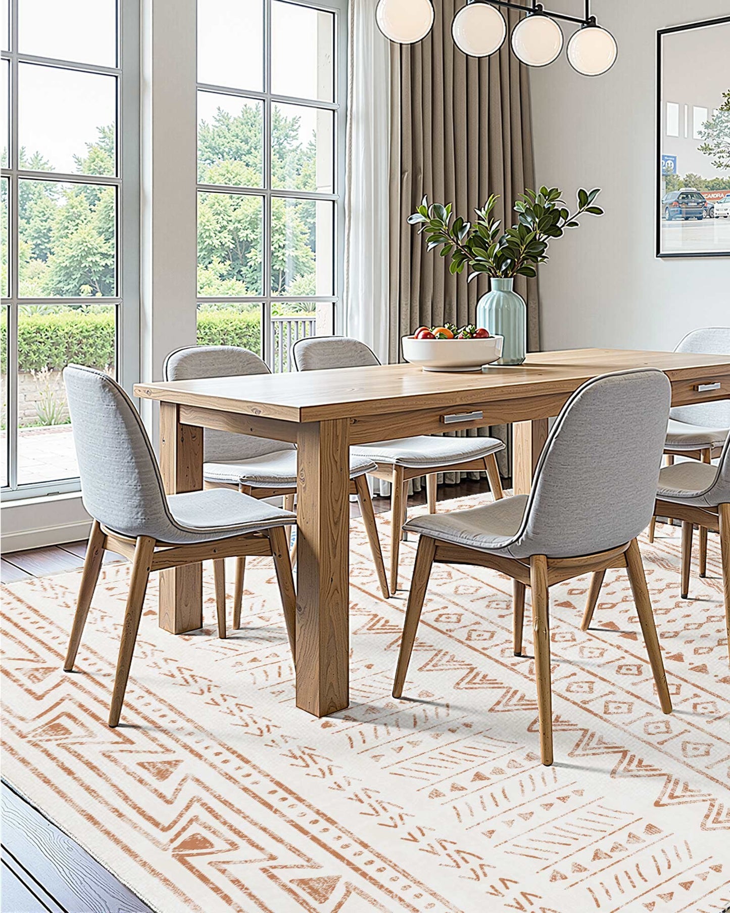 Area Rug, 5 x 7 ft Large Washable Rug, Non-Slip and Tear-Resistant Soft Carpet, Pet & Child Friendly Modern Area Rugs, Indoor Mat for Bedroom, Office, Living Room, Kids Room, Entryway, Beige