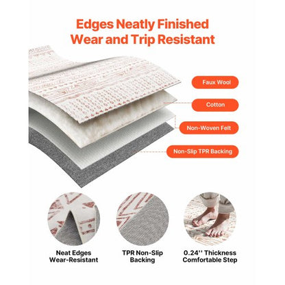 Großer Teppich 1,5x2,4m rutschfeste und reißfeste Bodenmatte Modern Beige