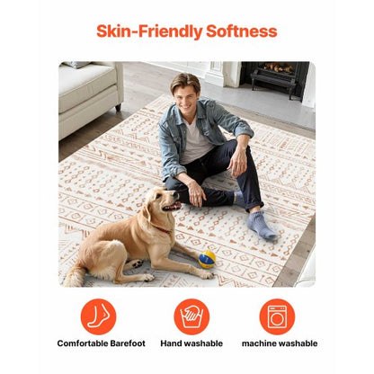 Großer Teppich 1,5x2,4m rutschfeste und reißfeste Bodenmatte Modern Beige