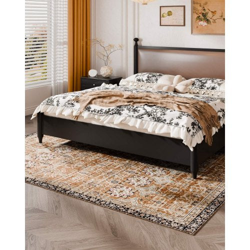 Stor yta Matta 1,8x2,7 m Halkfri Golvmatta Vintage Brun Grön