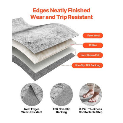 Großer Teppich 1,8x2,7 m rutschfeste und reißfeste Bodenmatte Bohemian Grau