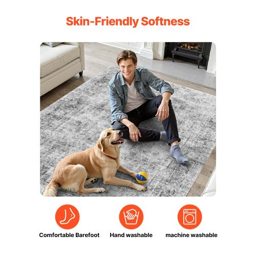 Großer Teppich 1,8x2,7 m rutschfeste und reißfeste Bodenmatte Bohemian Grau