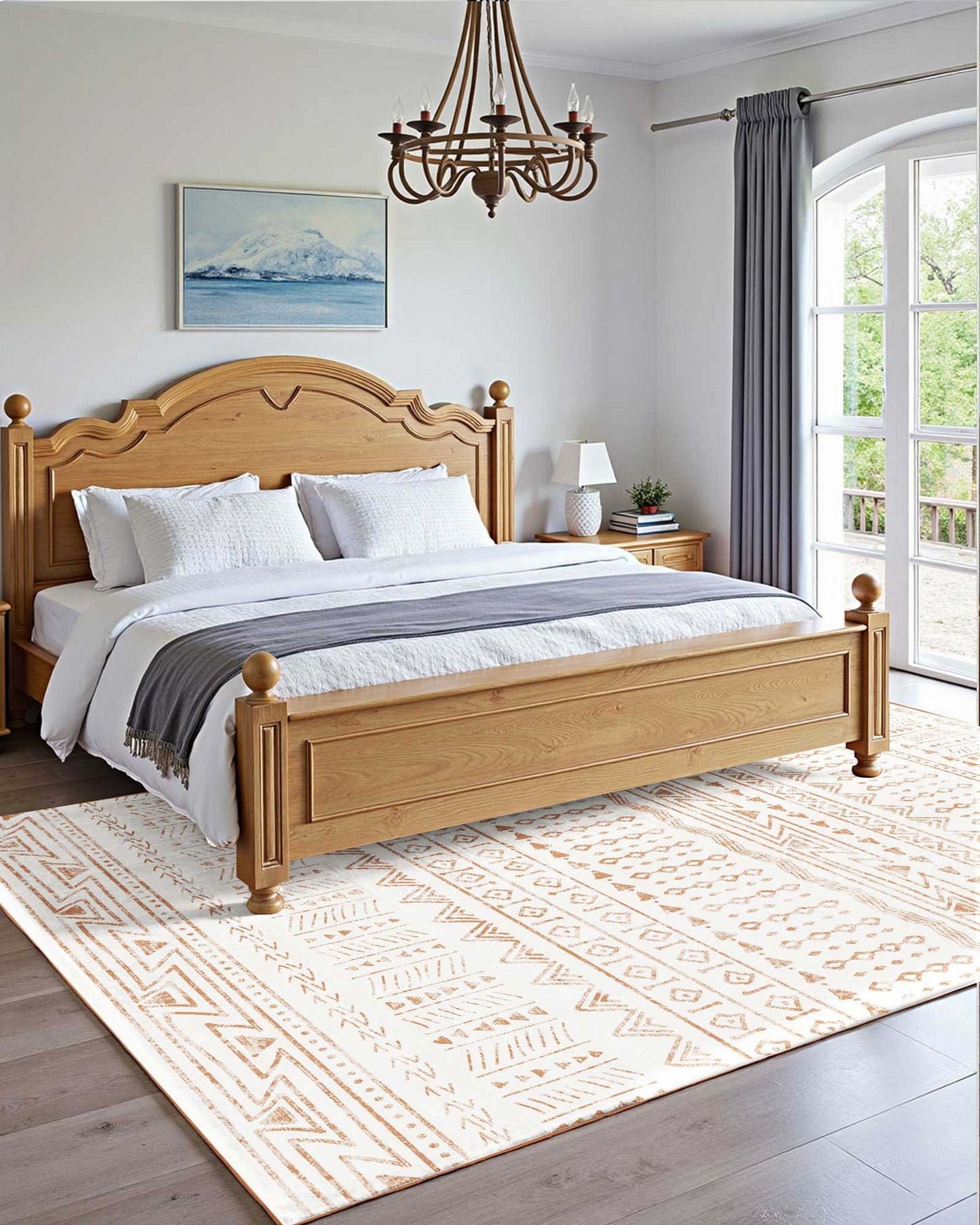 Area Rug, 6 x 9 ft Large Washable Rug, Non-Slip and Tear-Resistant Soft Carpet, Pet & Child Friendly Modern Area Rugs, Indoor Mat for Bedroom, Office, Living Room, Kids Room, Entryway, Beige