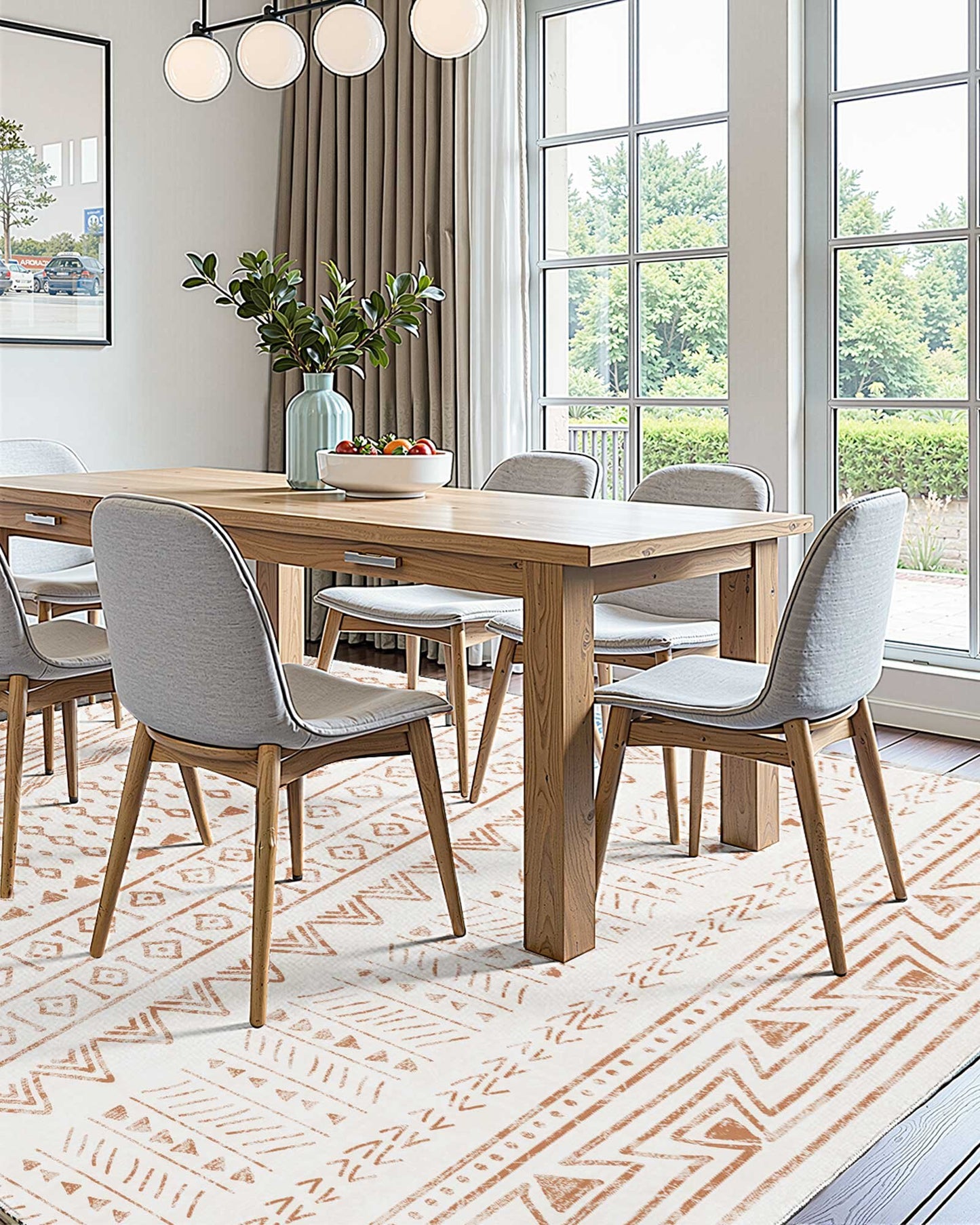 Area Rug, 6 x 9 ft Large Washable Rug, Non-Slip and Tear-Resistant Soft Carpet, Pet & Child Friendly Modern Area Rugs, Indoor Mat for Bedroom, Office, Living Room, Kids Room, Entryway, Beige