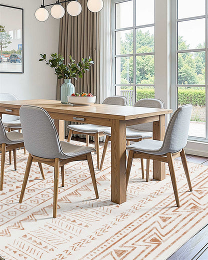 Area Rug, 6 x 9 ft Large Washable Rug, Non-Slip and Tear-Resistant Soft Carpet, Pet & Child Friendly Modern Area Rugs, Indoor Mat for Bedroom, Office, Living Room, Kids Room, Entryway, Beige