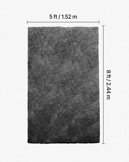Indoor Plush Area Rugs, 5 x 8 ft Soft Plush Carpet, Furry Shag Area Rugs for Living Room, Bedroom, Sunroom, Modern Home Decor Aesthetic, Non-Shedding, Non-Woven, Slip-Resistant, Dark Gray