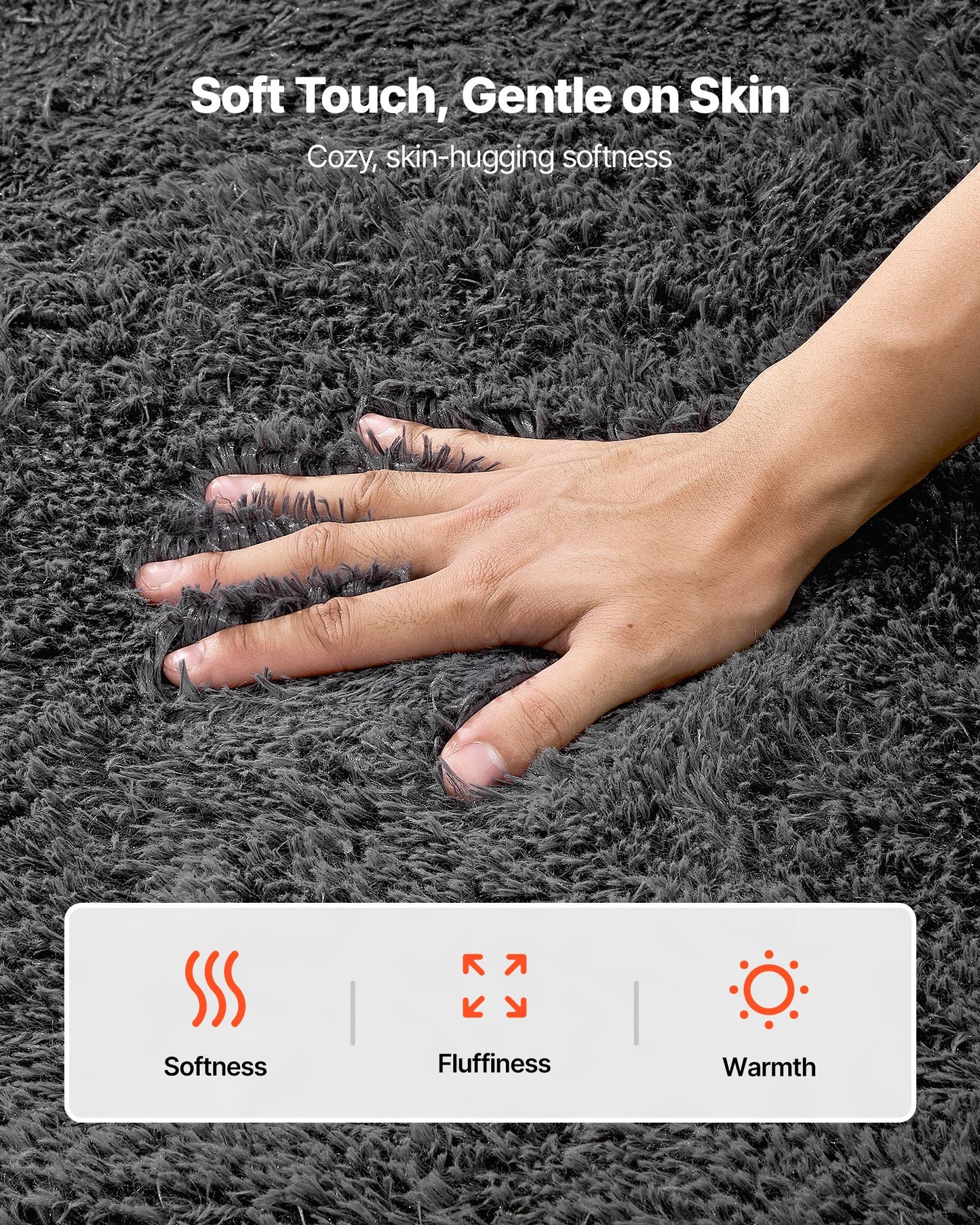 Indoor Plush Area Rugs, 5 x 8 ft Soft Plush Carpet, Furry Shag Area Rugs for Living Room, Bedroom, Sunroom, Modern Home Decor Aesthetic, Non-Shedding, Non-Woven, Slip-Resistant, Dark Gray