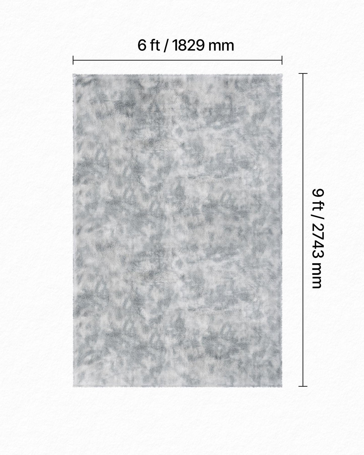 Indoor Plush Area Rugs, 6 x 9 ft Soft Plush Carpet, Furry Shag Area Rugs for Living Room, Bedroom, Modern Home Decor Aesthetic Long-Pile Rug, Non-Shedding, Slip-Resistant, Tie-Dye Light Gray