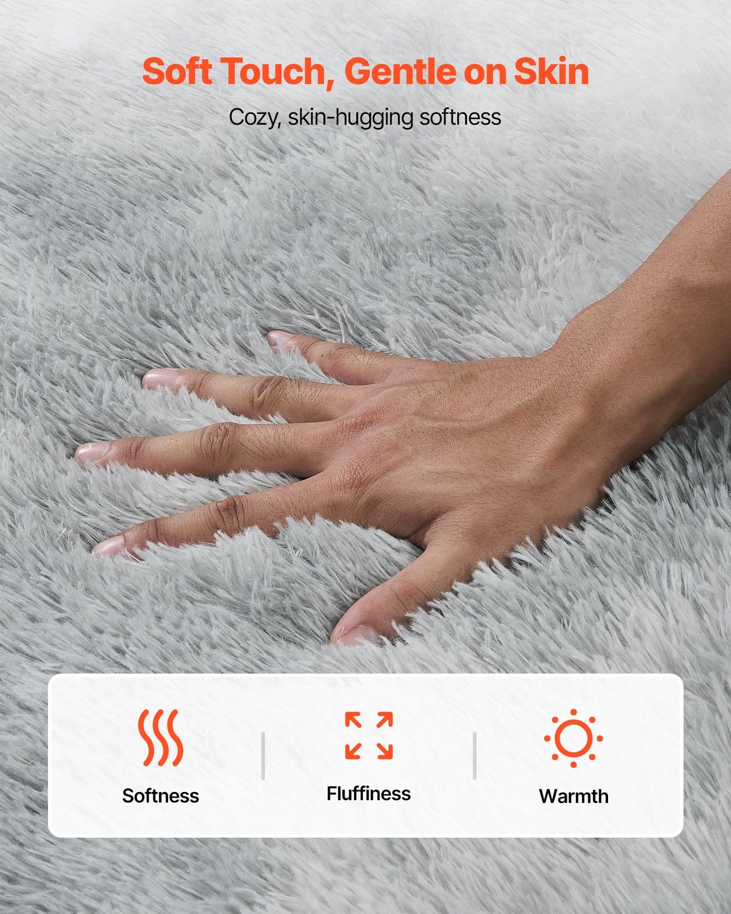 Indoor Plush Area Rugs, 6 x 9 ft Soft Plush Carpet, Furry Shag Area Rugs for Living Room, Bedroom, Modern Home Decor Aesthetic Long-Pile Rug, Non-Shedding, Slip-Resistant, Tie-Dye Light Gray
