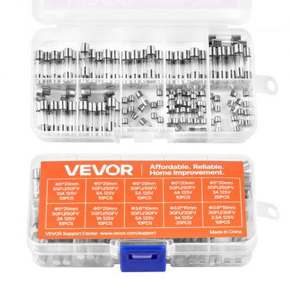 Fast-Blow Glass Fuses Assortment Kit, 120 Pcs 125 Volt, 5 x 20 mm 1A 2A 3A 4A 5A 8A 10A, 3.6 x 10 mm 2.5A 3A 5A Tube Fuses, Suitable for Electrical Boxes, LED Strips, Electronics, Appliances