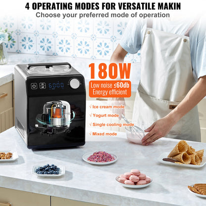 2 Quart Automatische Eismaschine Elektrische Joghurt Gelato Maker Schwarz