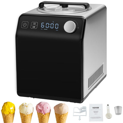 2 Quart Automatische Eismaschine Elektrische Joghurt Gelato Maker Schwarz