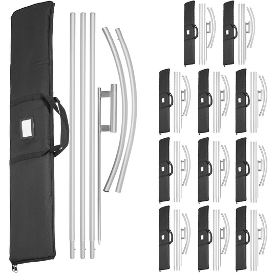 Reklamflaggstång, 12 x fjäderflaggbuntar med markspets, 16 fot vindstilla flaggstångsset med markmonteringsstav, 6 st Swooper flaggstångssats, skyltflagga för företag skyltfönster