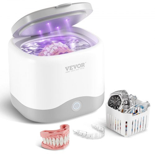 Ultrasonic Cleaner for Dentures, 200ML Retainer Cleaner Machine with UV Light, 30W Cleaning Machine for Dental, Retainer, Aligner, Braces, Mouth Guards, Toothbrush Head, Shaver Head, Jewelry