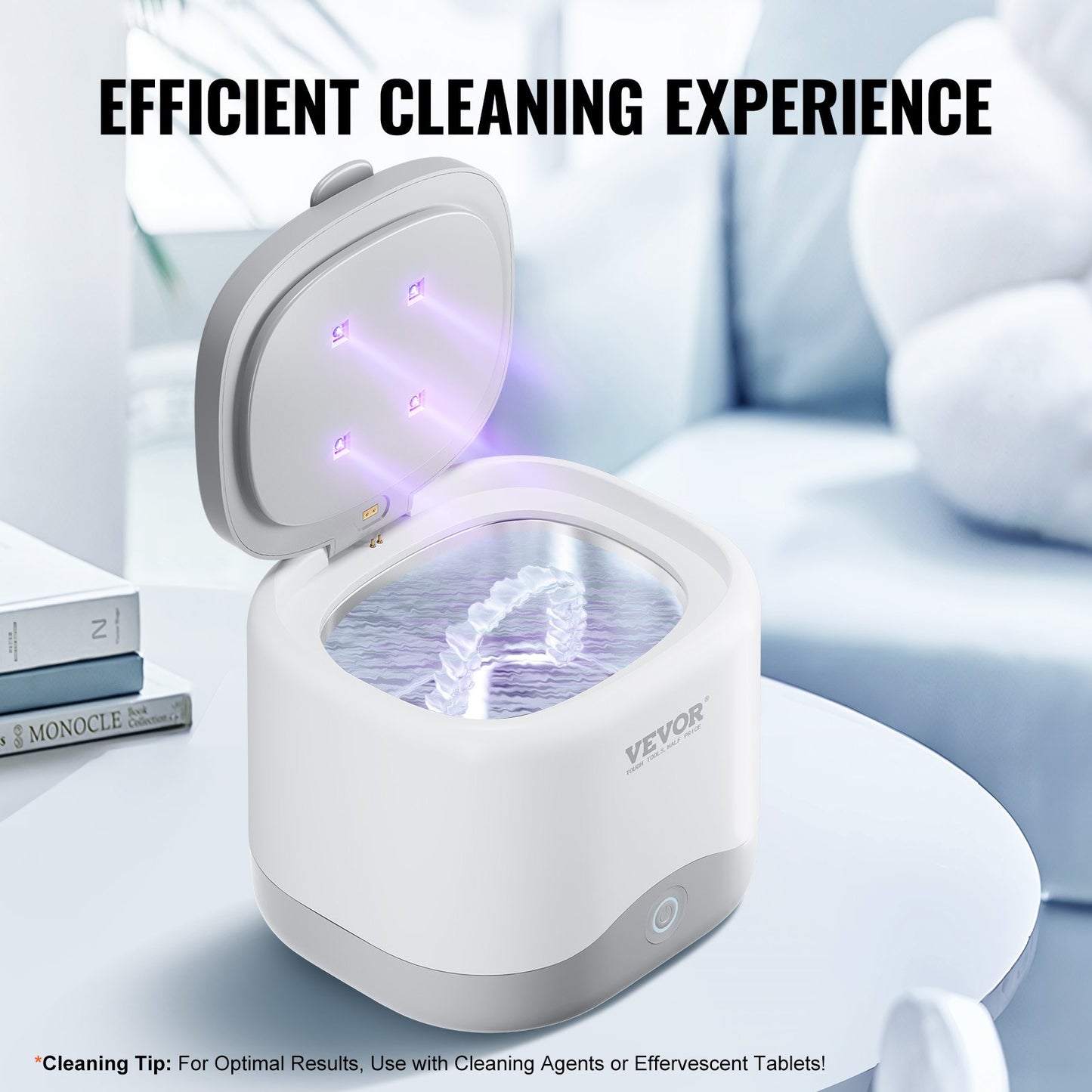 Ultrasonic Cleaner for Dentures, 200ML Retainer Cleaner Machine with UV Light, 30W Cleaning Machine for Dental, Retainer, Aligner, Braces, Mouth Guards, Toothbrush Head, Shaver Head, Jewelry