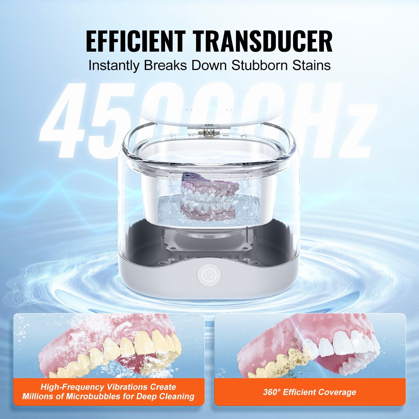 Ultrasonic Cleaner for Dentures 180ML Retainer Cleaner Machine with UV